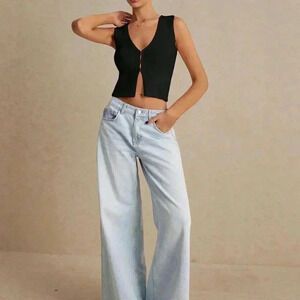 Black Casual Women's Solid Color Sleeveless Knit Top